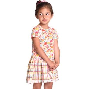 Room Seven Knit Floral Checked Dress NWT